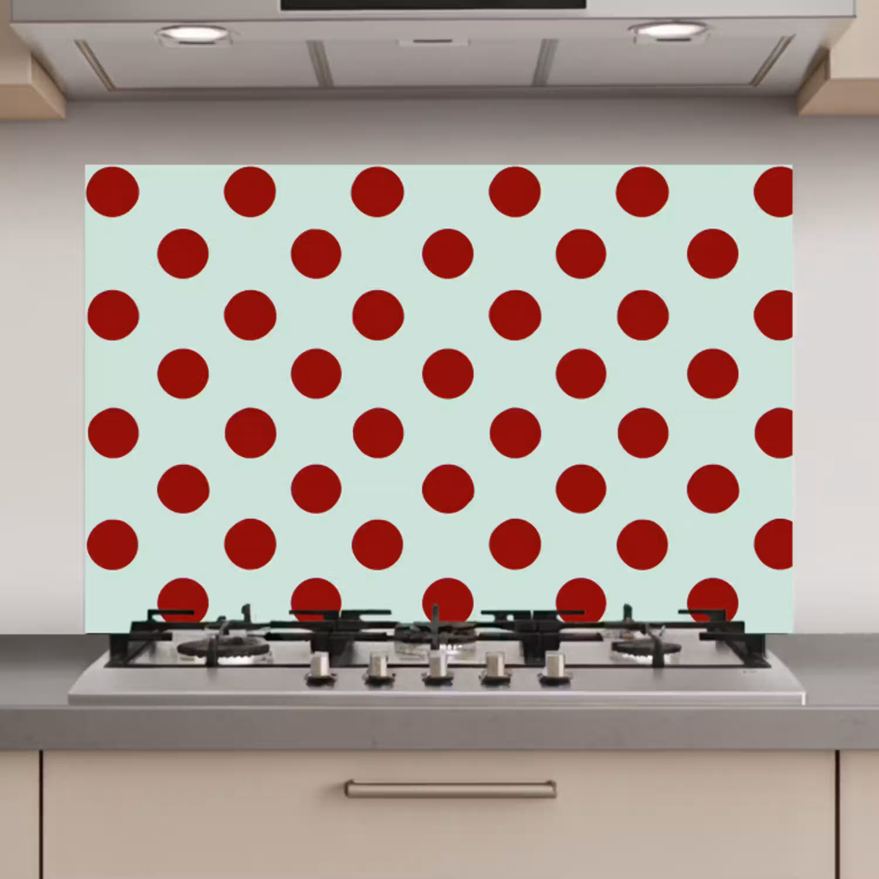 Polka - Dots - Rood keuken achterwand spatscherm klein 900 -3d_website