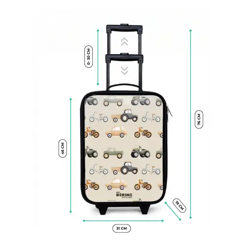 Retro voertuigen patroon Kinderkoffer - Zwart klein -productfoto_formaten