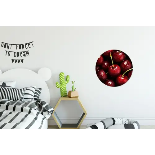 Rood - Fruit - Kersen Wandcirkel aluminium klein -kinderkamer