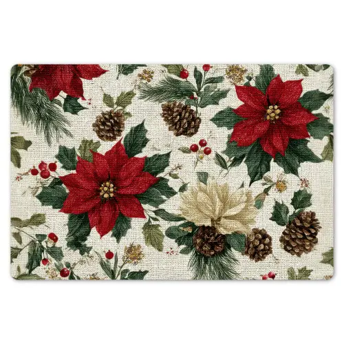 Feestelijk - Textielpatroon - Kerstbloemen - Kleurrijk Placemat vinyl groot -zzsfeer1_Kitchenyeah-website