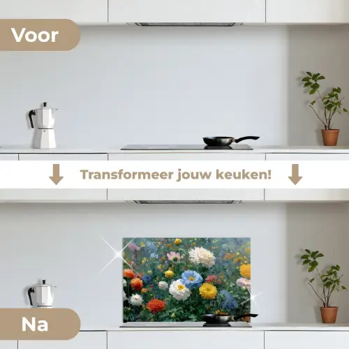Close-up - Veld - Bloemen - Kleurrijk keuken achterwand spatscherm klein -voor_na_NL
