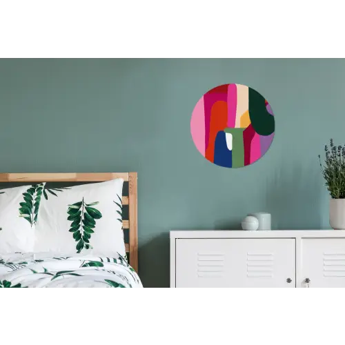 Kleurvakken - Recht - Rond - Abstract Wandcirkel aluminium klein -slaapkamer