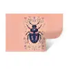 Kever - Donkerblauw - Bloemen - Sierlijk Muursticker klein -3d
