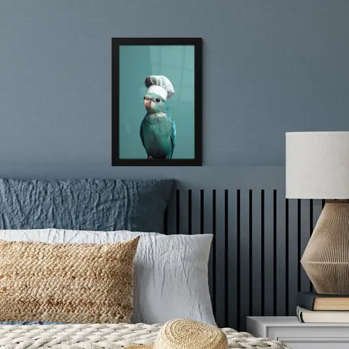 Parkiet - Vogel - Koksmuts - Cute fotolijst zwart zonder passe partout klein -sfeer3