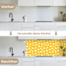 Eendjes - Patroon - Geel keuken achterwand 2 middel 871 -voor-na_DE