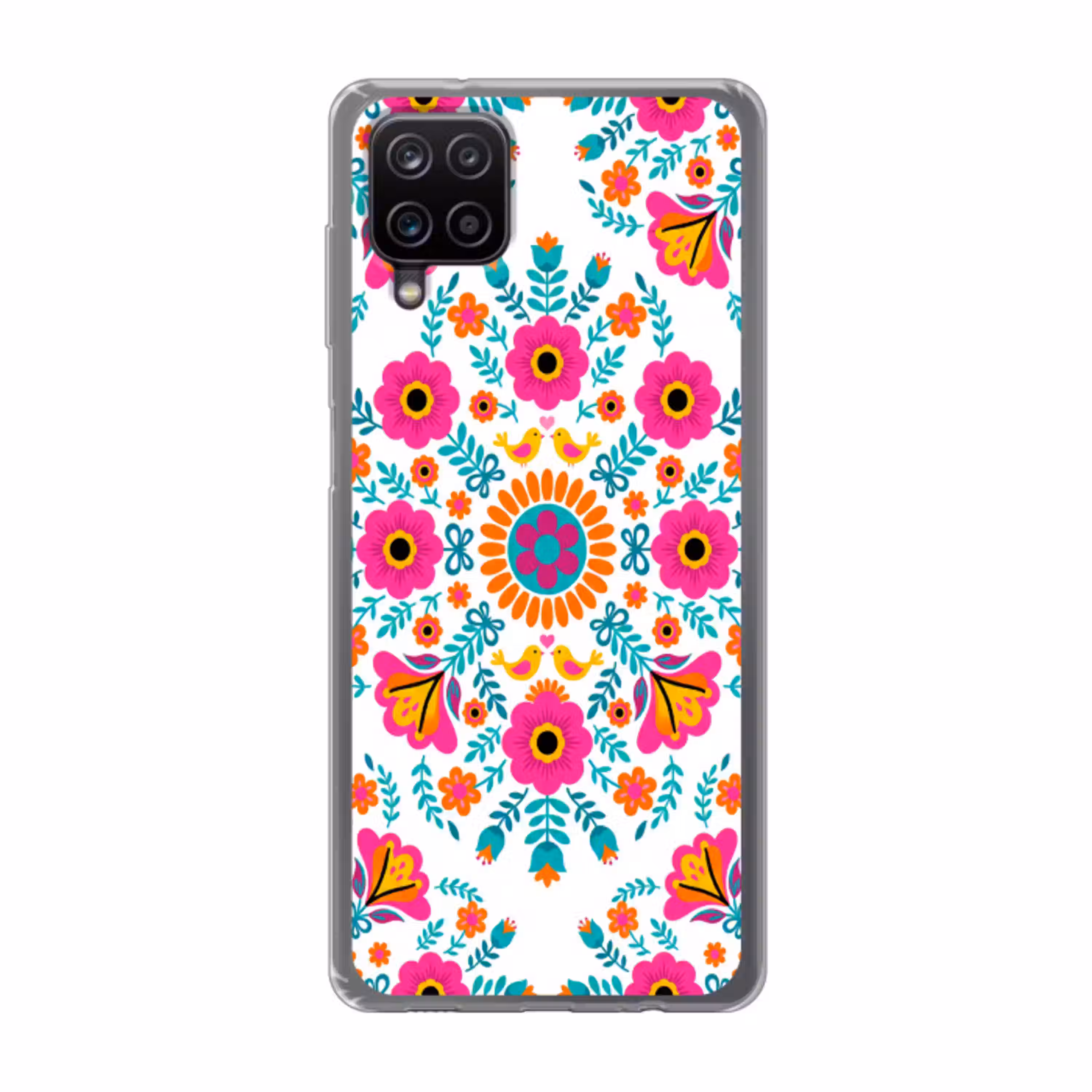 Bloemen - Vogel - Patroon - Kleurrijk - Modern Telefoonhoesje Samsung Galaxy A12 klein -3d