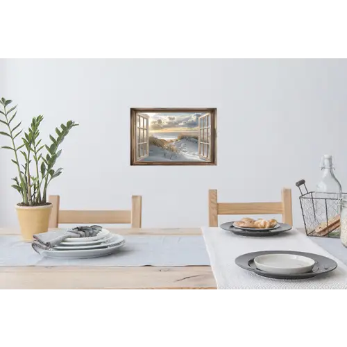 Doorkijk - Strand - Duinen - Zee - Natuur Muursticker klein -eettafel