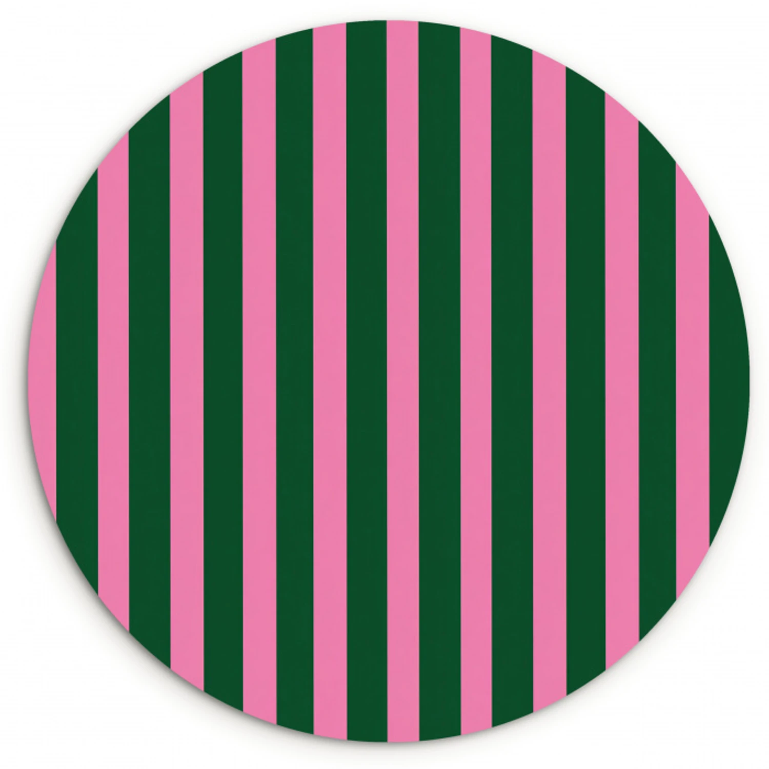 Verticale strepen - Groen - Roze Wandcirkel kunststof plaat 5mm dik klein 188 -3d