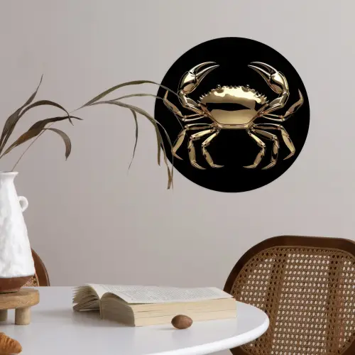 Goud - Krab - Dieren - Zwart Wandcirkel behangsticker klein -sfeer3