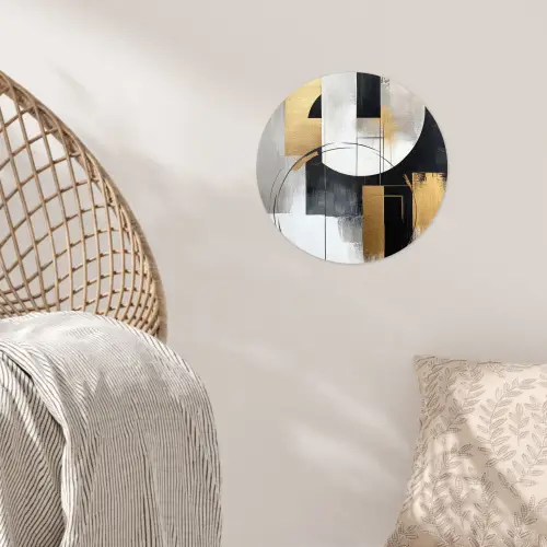 Abstract - Goud - Zilver - Vormen - Aesthetic Wandcirkel behangsticker klein -sfeer4