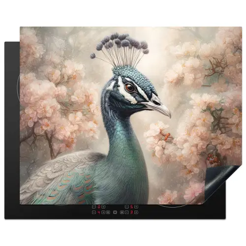 Pauw - Vogels - Bloemen - Boom - Botanisch Inductie beschermer vinyl 3mm groot -3d