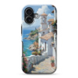 Huizen - Zee - Bomen - Bloemen Toughcase MagSafe Apple iPhone 17 klein -3d