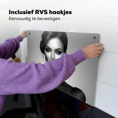 Vrouw - Lolly - Zwart Inductie beschemer met haakjes klein -ky-ophangen-nl