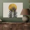 Zwart palmblad - Gouden cirkel - Beige achtergrond PET vilt klein -sfeer2