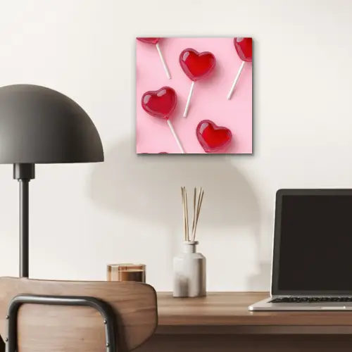 Lollies - Hartjes - Roze aluminium wit klein -sfeer5