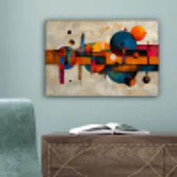 Vintage - Moderne kunst - Oranje - Geometrische vormen canvas 2cm klein -sfeer4
