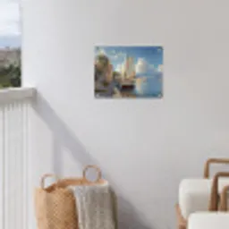 Zeilschip - Huizen - Kade - Zee tuinposter los doek klein -sfeer8