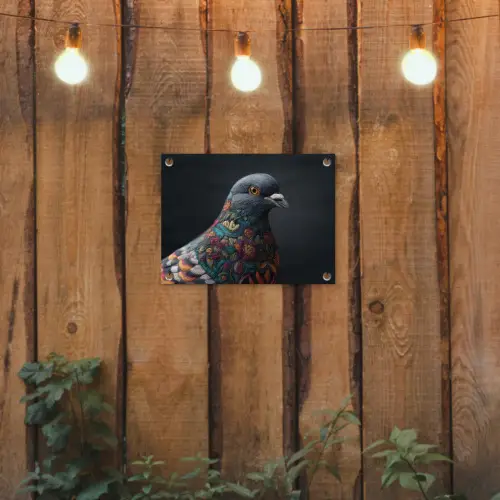 Duif - Bloemen - Zwart tuinposter los doek klein -sfeer1