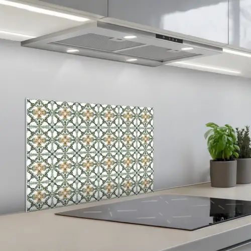 Floraal - Verweerd - Keurrijk keuken achterwand spatscherm klein 900 -3d_schuin