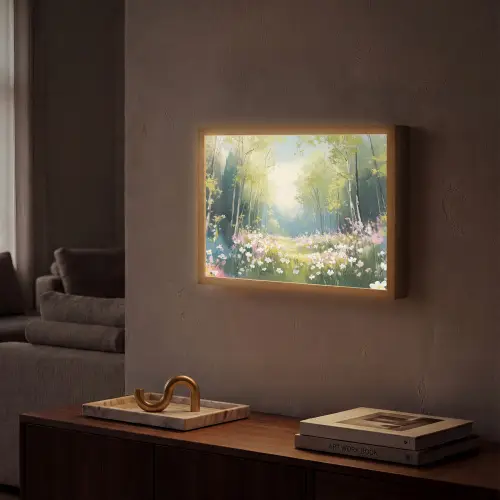 Bos - Schilderstijl - Kleurrijk Light Box met batterij (Wandlamp) middel -sfeer1