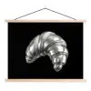 Croissant - Metaal - Zilver textielposter latten blank klein -3d