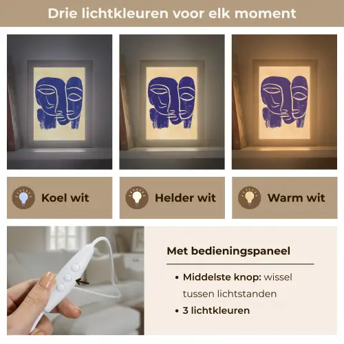 Okergeel - Blauw - Eenvoudige lijnen Light Box met kabel (Tafellamp) klein -USP_lichtkleurNL