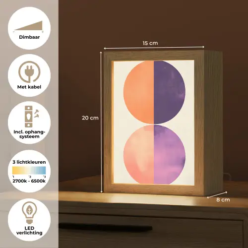 Abstract - Cirkels - Paars Light Box met kabel (Tafellamp) klein -USP_NL