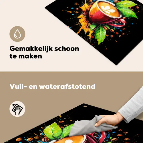 Koffie - Graffiti - Drinken - Abstract Inductie beschemer met haakjes klein -ky-schoon-nl