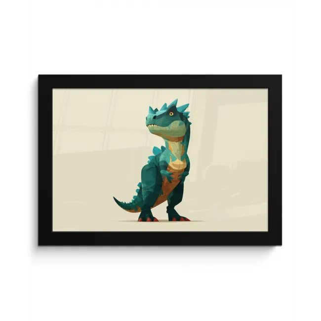 Stekels - Dino - Blauw - Gespierd fotolijst zwart zonder passe partout klein -3d