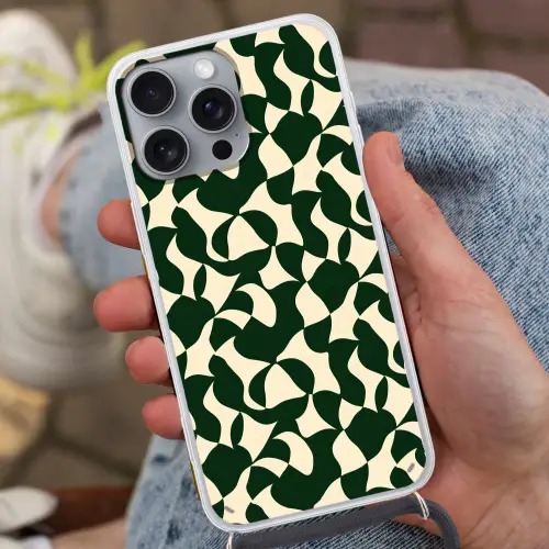 Groen - Organische vlakken - Crème Hoesje iPhone 16 Pro Max met koord klein 804 -sfeer3