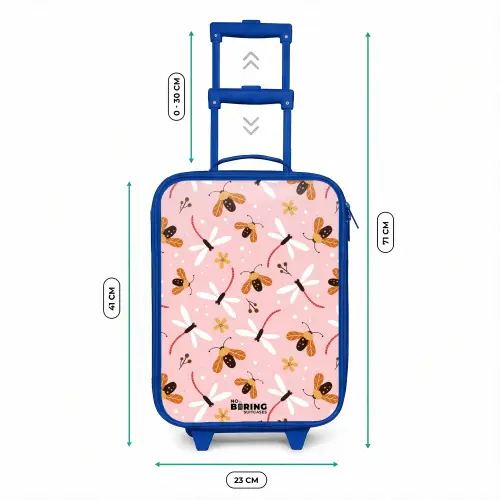 Lieveheersbeestjes en libellen op roze achtergrond Kinderkoffer - Blauw klein -productfoto_formaten