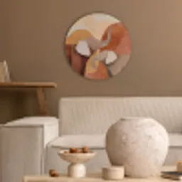 Olifanten - Oranje - Abstract Akoestische PET Vilt - Rond klein -sfeer1