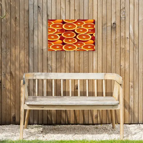 Sinaasappels - Oranje - Gesneden Tuinposter op houten frame 2 cm dik klein 845 -sfeer4
