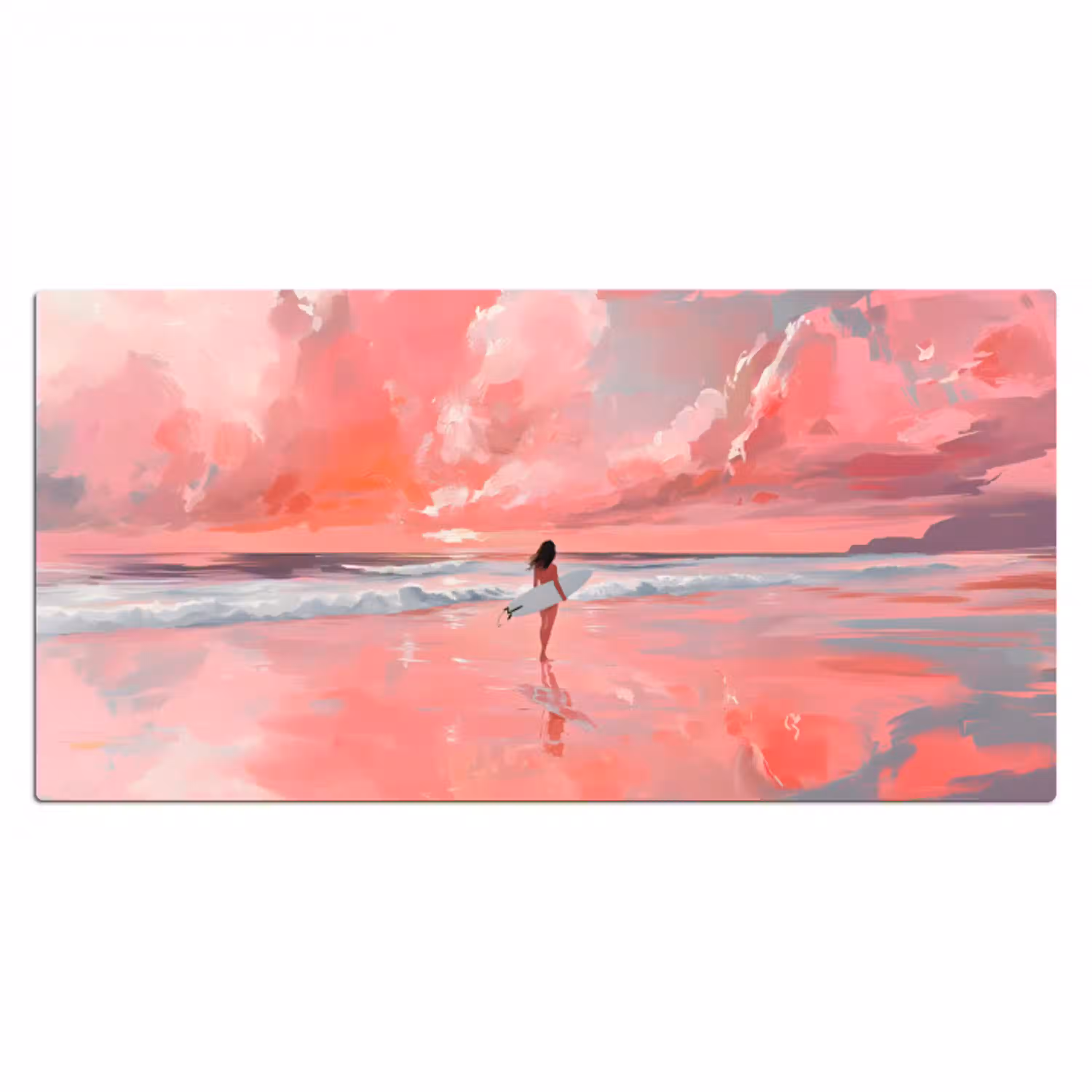 Roze - Surfen - Zee Muismat XXL klein -3d_leeg