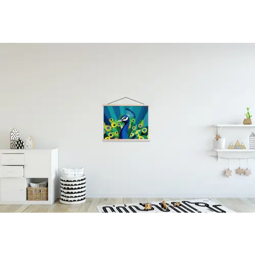 Pauw - Cirkels - Blauw textielposter latten blank klein -kinderkamer