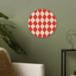 Golvend patroon - Retro - Rood - Beige Akoestische PET Vilt - Rond klein 838 -sfeer2