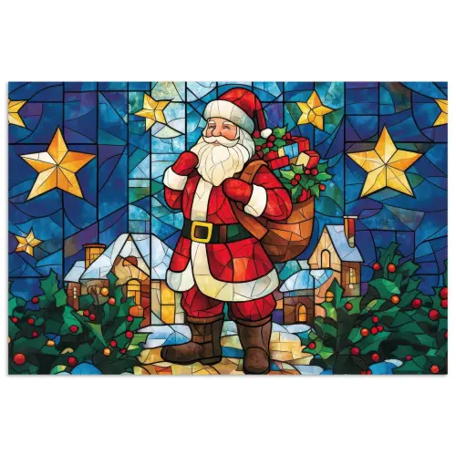 Kerstman - Glas - Kleurrijk poster papier klein -3d