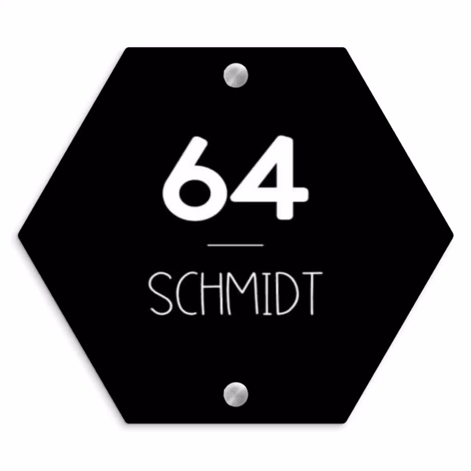 Namensschild Haustür Hexagon - Schwarze Oberfläche - Modern