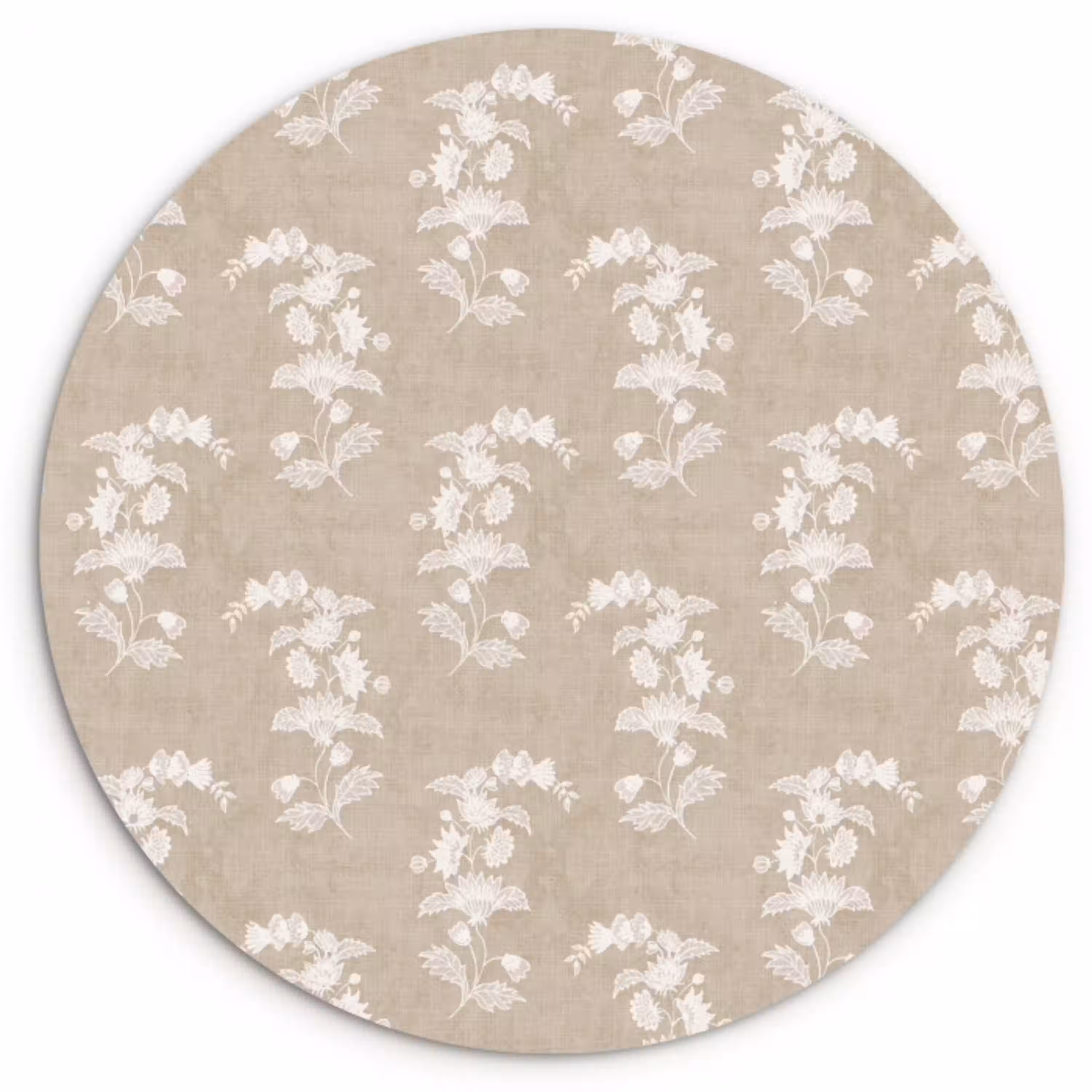 Chintzmotief - Beige - Linnen Wandcirkel plexiglas klein 852 -3d