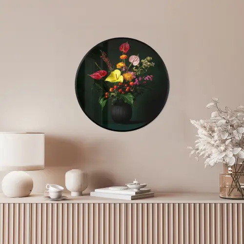 Bloemen - Vaas - Zwart Fotolijst rond zonder passe partout klein -sfeer3