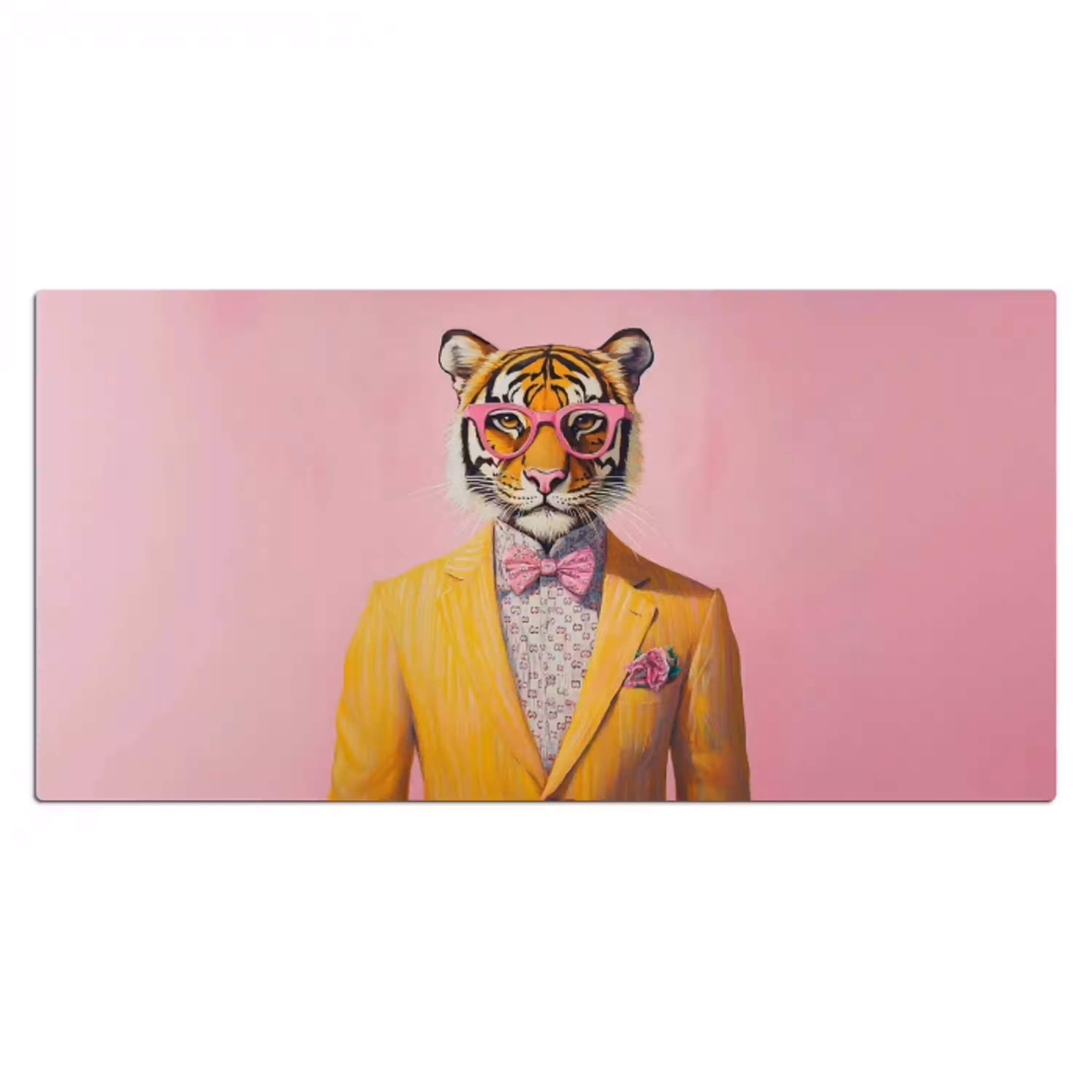 Tijger - Bril - Geel - Jasje Muismat XXL klein -3d_leeg