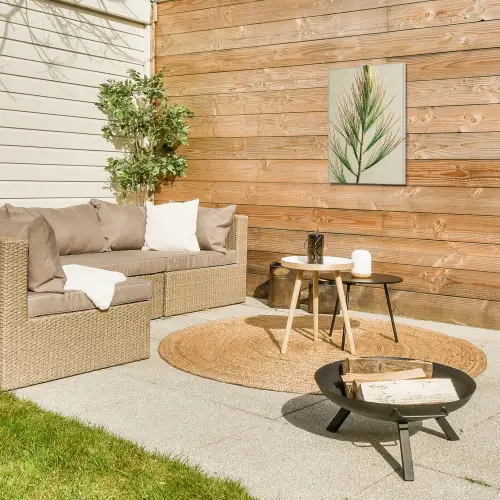 Dennentak - Naaldvormige bladeren - Lichtgroen Tuinposter op houten frame 2 cm dik klein -sfeer2