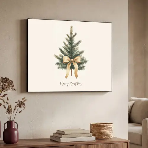 Kerstboom - Kerst - Merry Christmas - Beige Textielframe zwart klein -sfeer3
