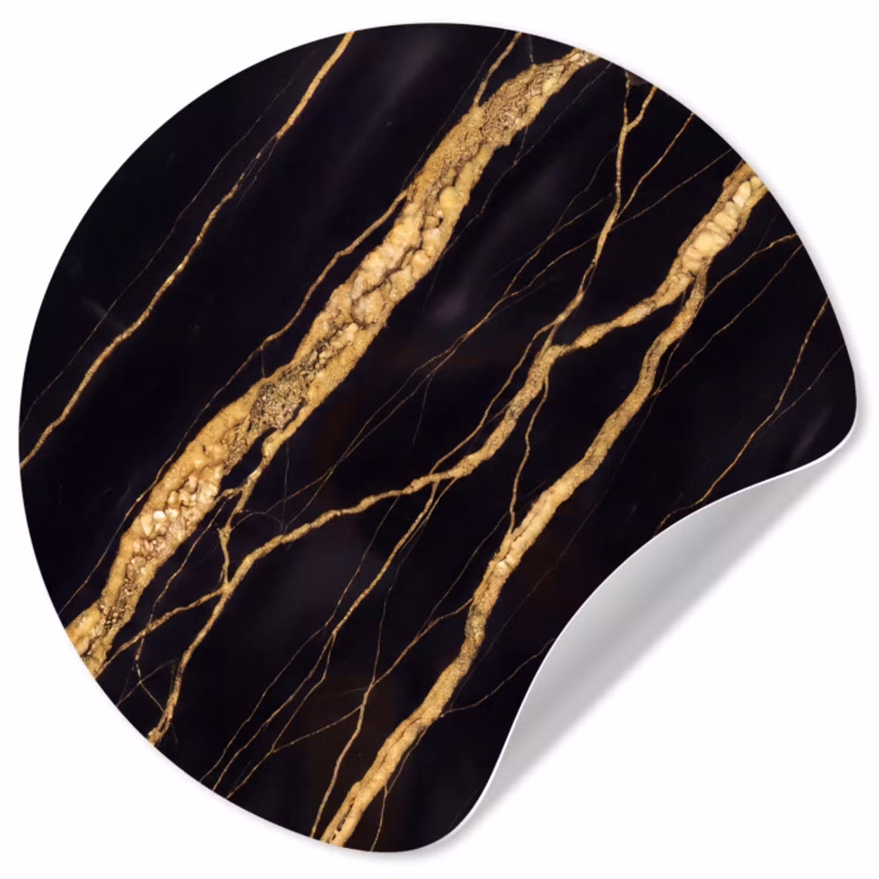 Marmer - Goud - Textuur - Abstract - Zwart Wandcirkel behangsticker klein -3d
