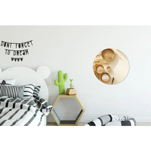 Granen - Hout - Kom - Beige Wandcirkel aluminium klein -kinderkamer