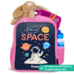 Astronaut - Quote - Planeten - Sterren Kinderrugzak - Roze middel -inhoud_DE