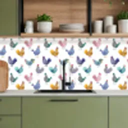 Kippen -Aquarel - Kleurrijk keuken achterwand 2 middel 871 -sfeer3
