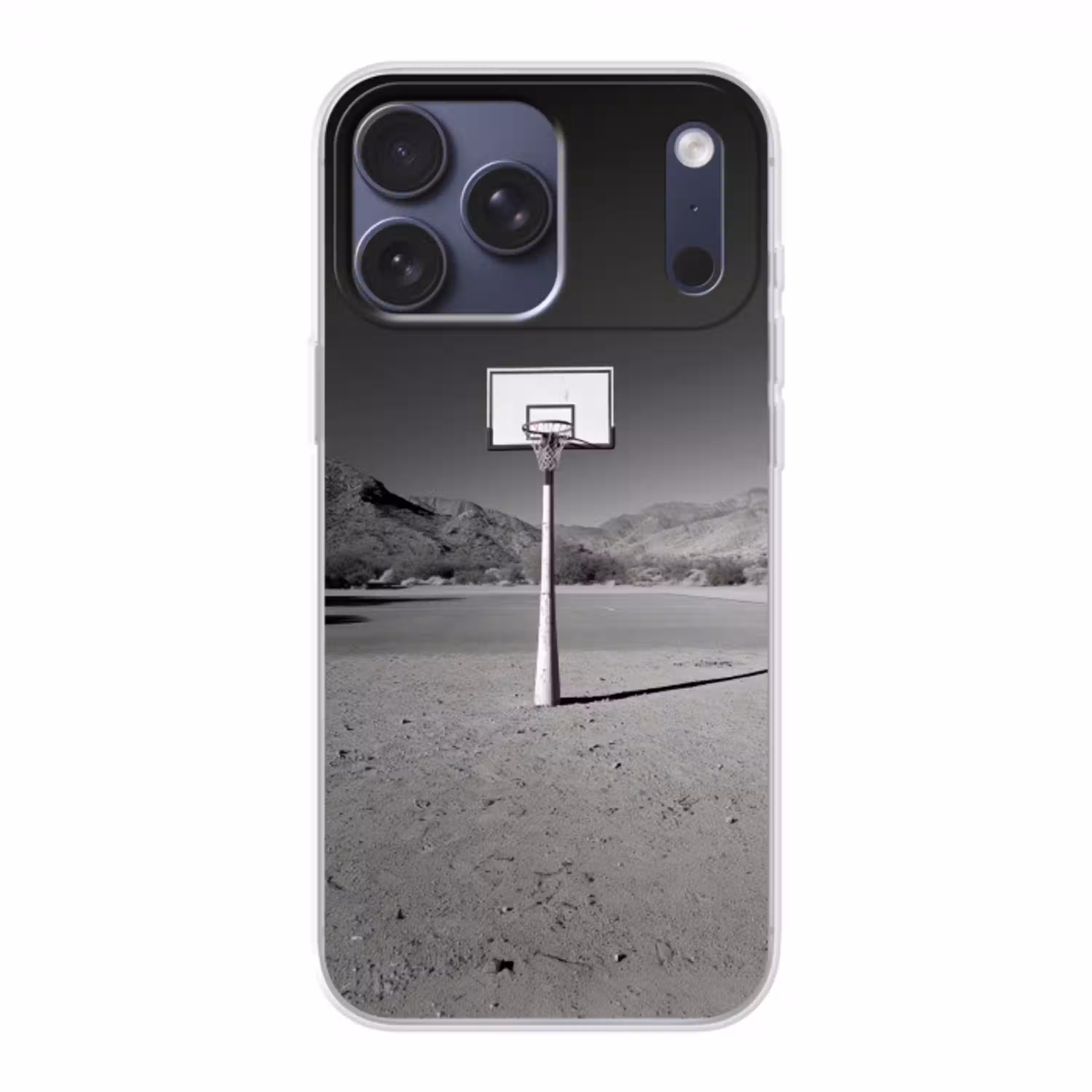 Basketbalpaal - Landschap - Zand - Wit Telefoonhoesje iPhone 17 Pro Max klein -3d