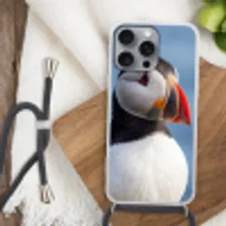 Papegaaiduiker - Portret - Natuur Hoesje iPhone 16 Pro Max met koord klein -sfeer4