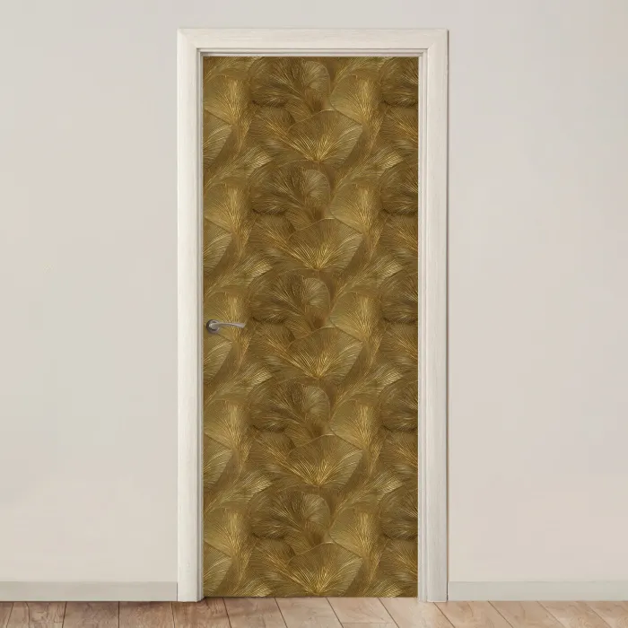 Organisch - Lijnen - Goud deurposter klein 289 -3d_beige